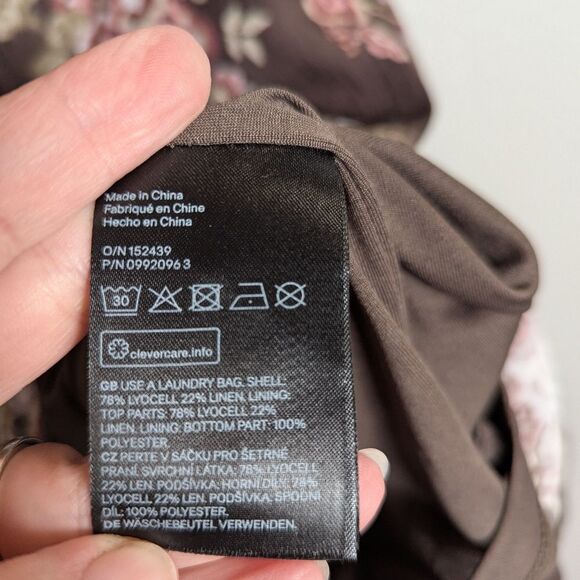 Brock Collection X H&M Brown Floral Spaghetti Strap Mini Slip Dress S - Picture 9 of 9